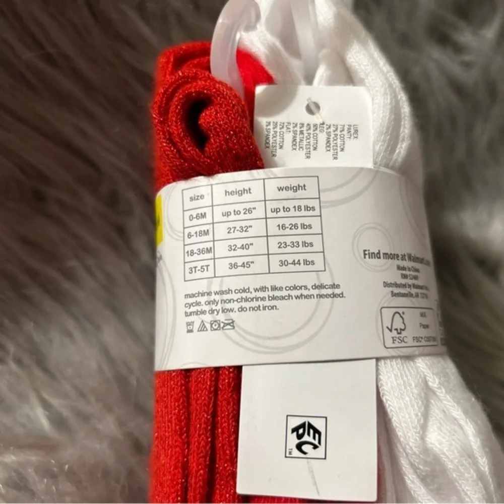 Wonder‎ Nation Footed Cotton Tights Baby Toddler Girls Size 18-36 Months Red